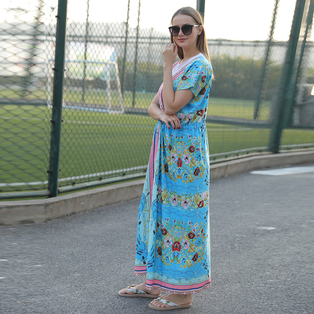 Loose Waist Drawstring Beach Kimono