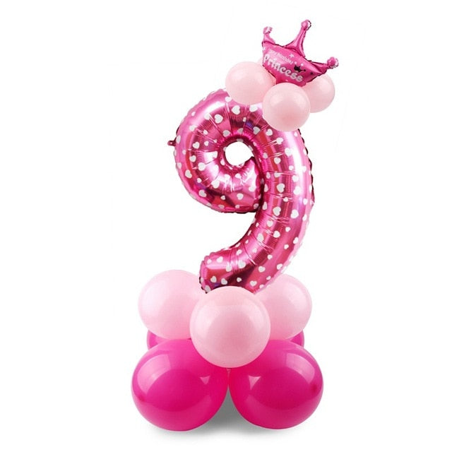 Blue  and Pink Number Balloon for Birthday