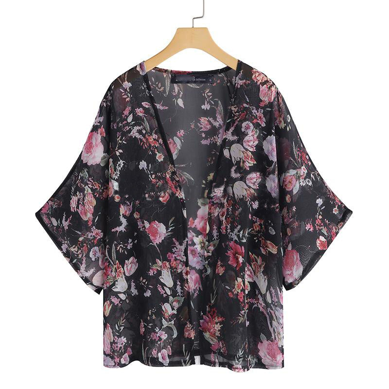 Summer Women's Retro Print Sun Protection Kimono