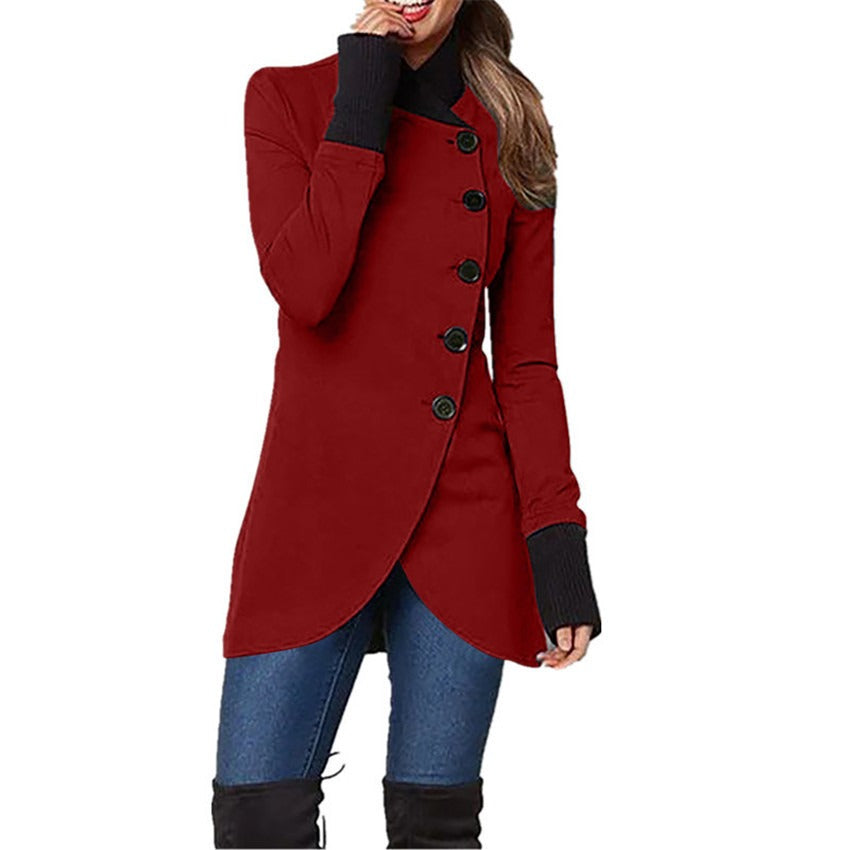 Solid color split long sleeved jacket