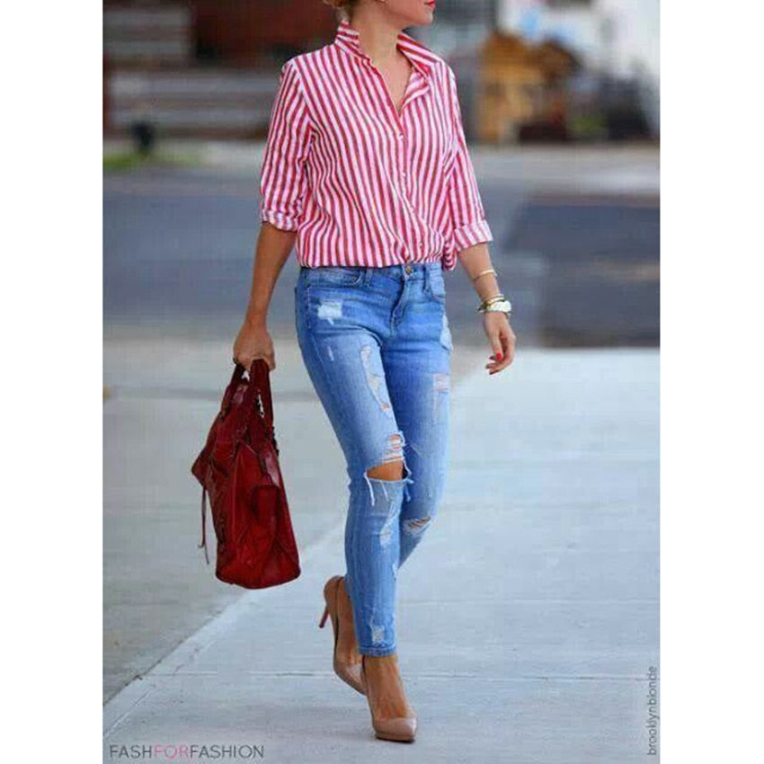 Long sleeve collar office blouse