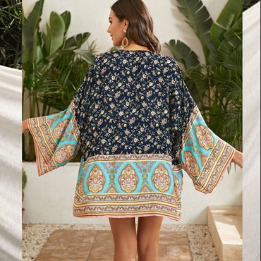 Three Quarter Sleeve Short Bohemian Kimono