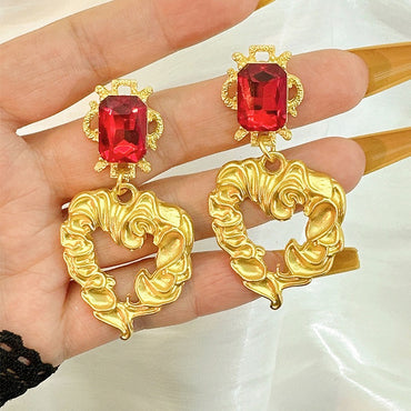 Fashionable retro metal exaggerated love earrings for women