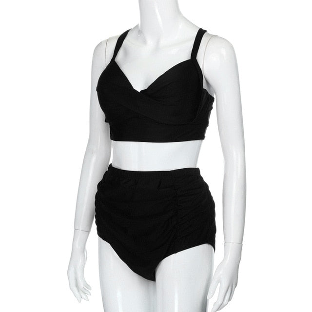 High waist bikini two pieces swimwear