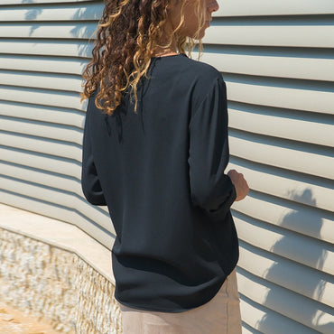 Long sleeve solid colour blouse