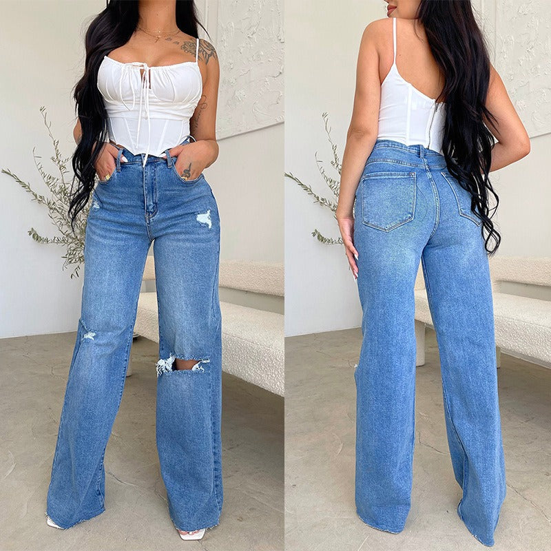 Women's casual high waist jeans