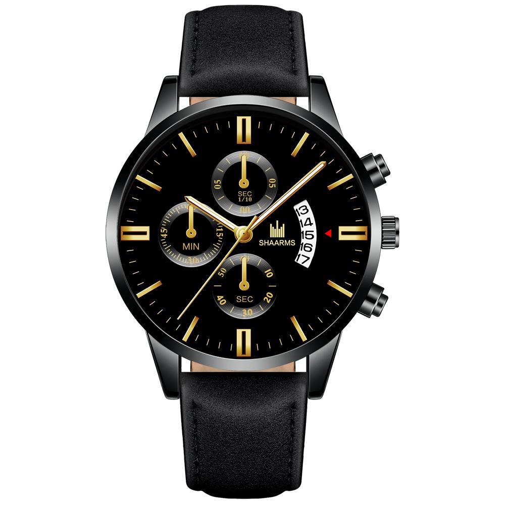 Leather strap men wristwatch