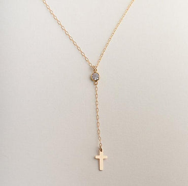 Small Gold Cross Pendant Necklace