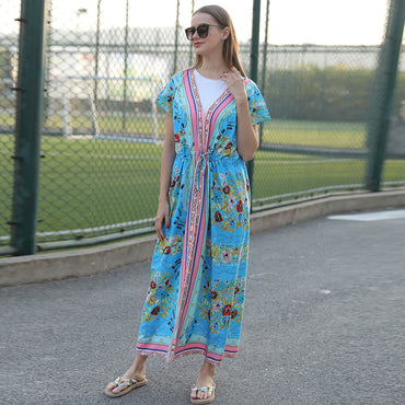 Loose Waist Drawstring Beach Kimono