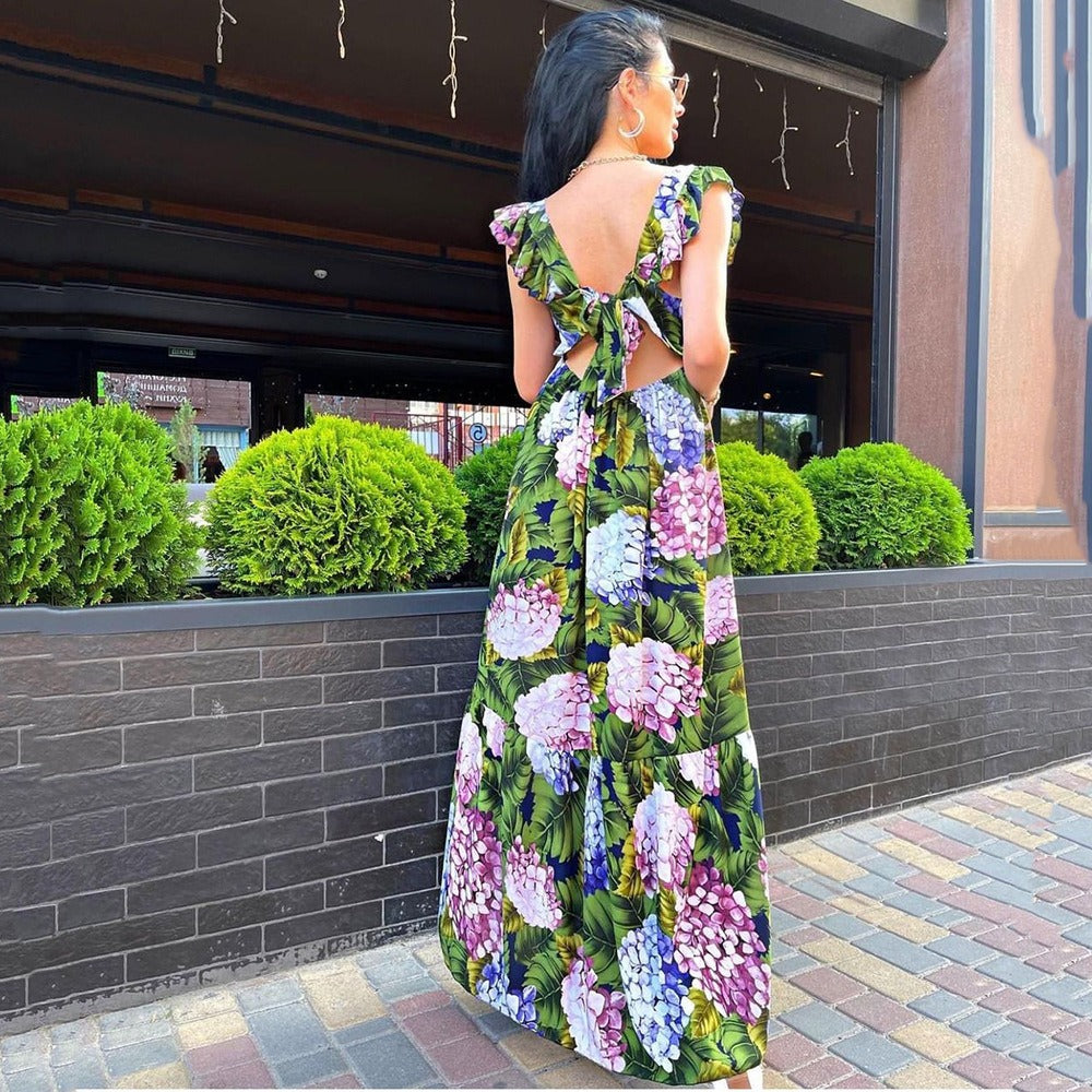 Summer Flower Printed Long Dress