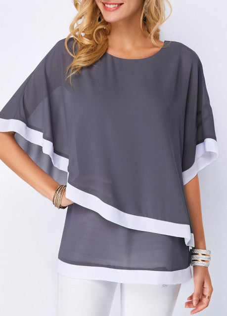 Batwing O Neck Women Summer Blouse