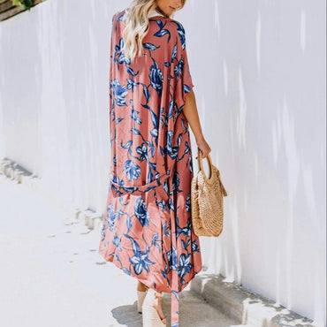 Flower Print Long Coat Kimono