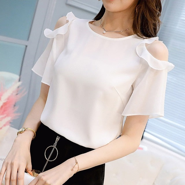Causal off shoulder o neck blouse