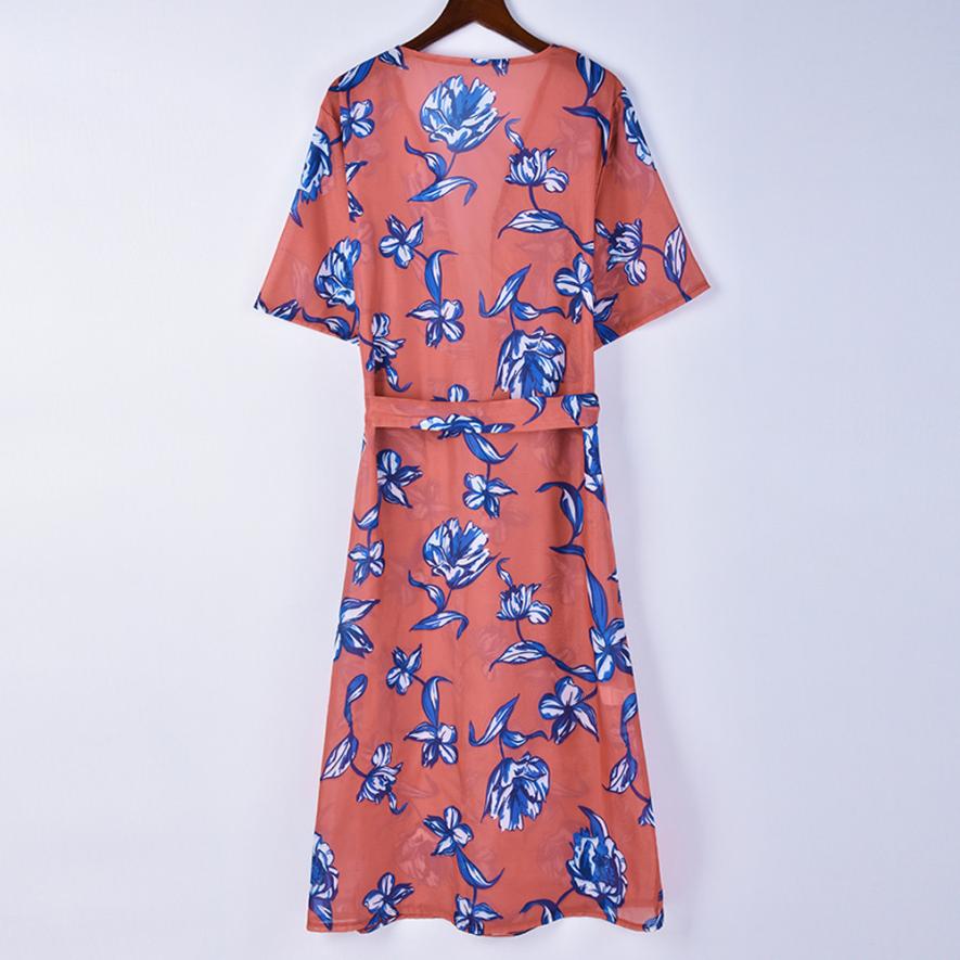 Flower Print Long Coat Kimono