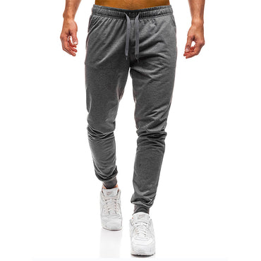 Men joggers elastic waist long trousers