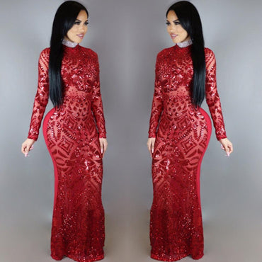 Long sleeve round neck party dress