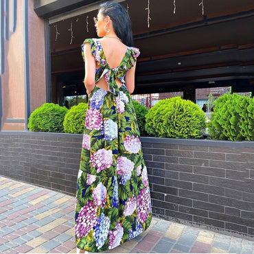 Summer Flower Printed Long Dress