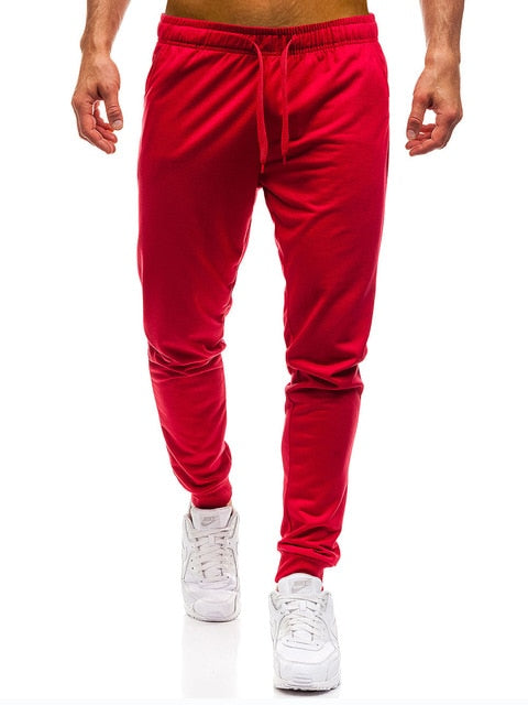 Men joggers elastic waist long trousers