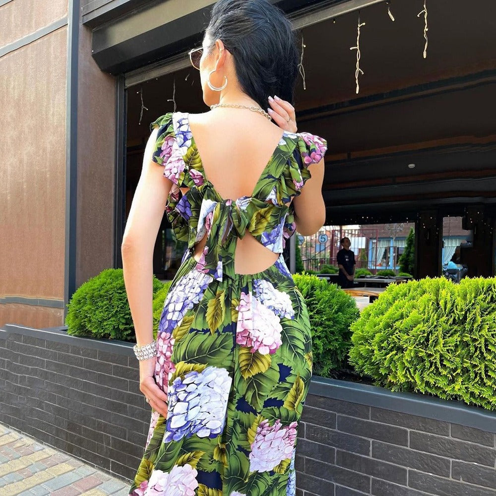 Summer Flower Printed Long Dress