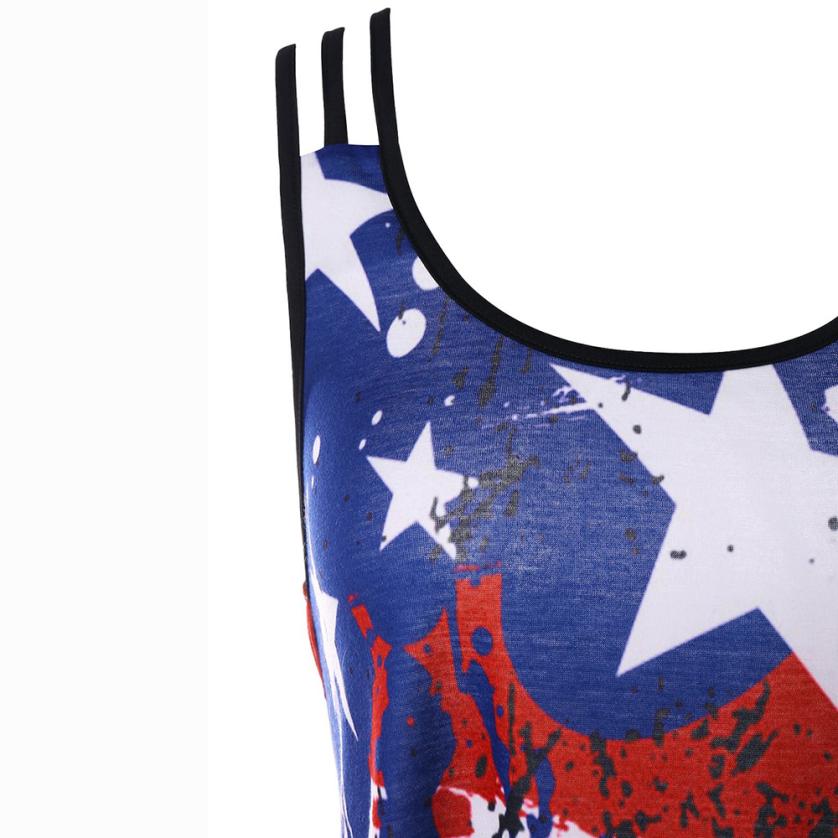 US Flag Print Striped Sleeveless Cami Tops