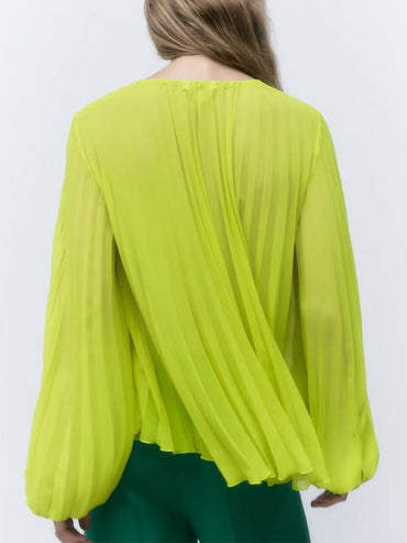 Fashion Women Pleated Blouses