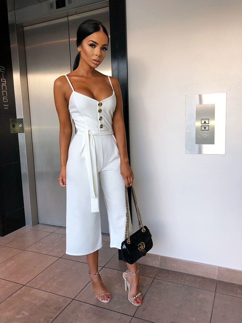Casual wide leg pant jumpsuit