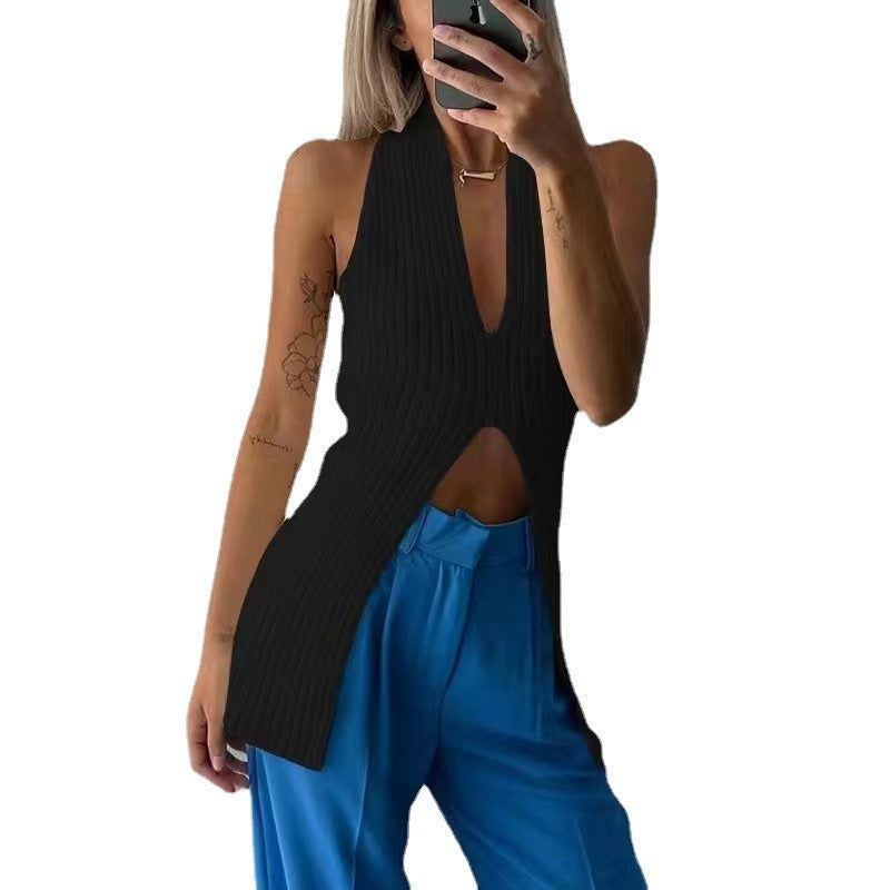 Women Ribbed Chic Design Tank Top