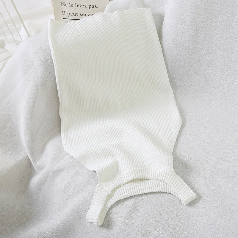 Off Shoulder Stretchy Knitted Tank Tops