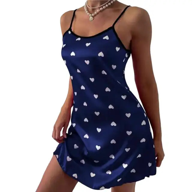 Heart Print satin Nightdress