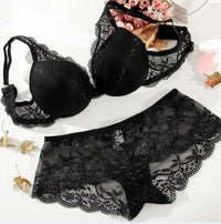 Women transparent push up bra and panty set