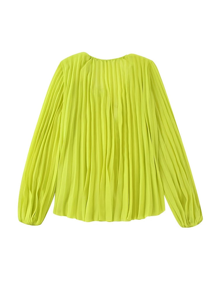 Fashion Women Pleated Blouses