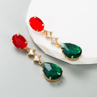 Alloy Inlaid Glass Diamond Long Earrings