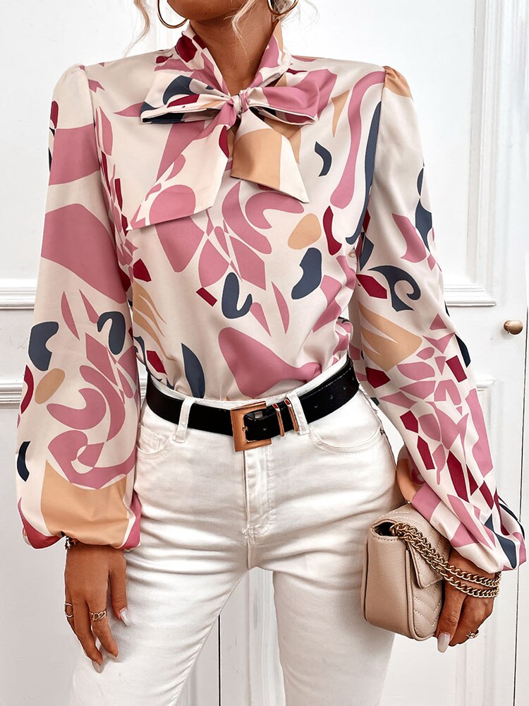 Fashion Long Sleeve Print Women Tops And Blouses
