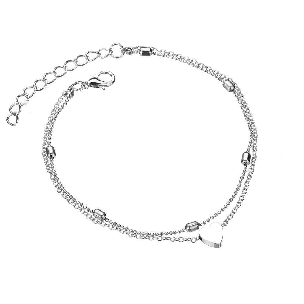 Double layered anklet chain for women