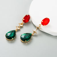 Alloy Inlaid Glass Diamond Long Earrings