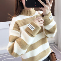 Turtleneck Stripe Thick Sweater