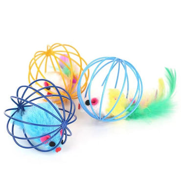 Feather tail Cage Mouse Toys For Cats