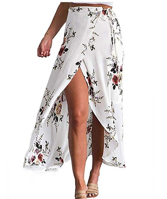 Bohemian style irregular split beach summer skirt