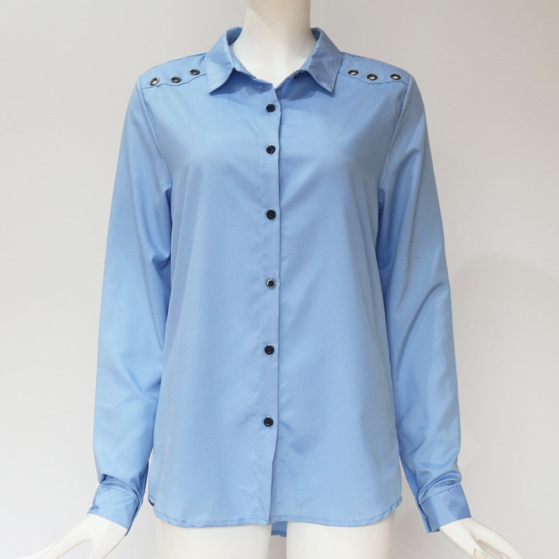 Long sleeve collar ladies shirt