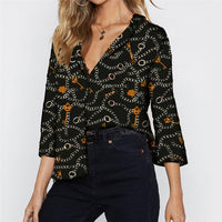 Women Blouses Chain Print Summer Chiffon Blouse