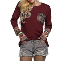 Long sleeve O-neck casual T-shirts