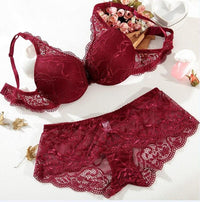 Women transparent push up bra and panty set