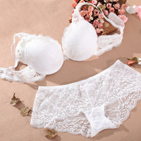 Women transparent push up bra and panty set