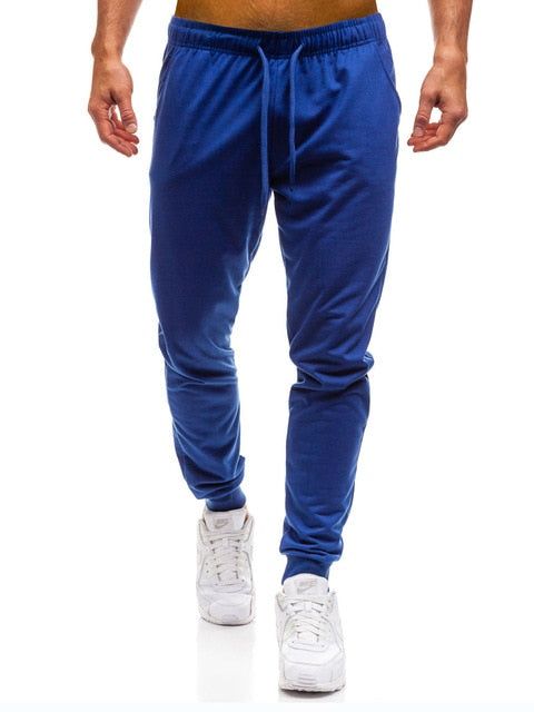 Men joggers elastic waist long trousers