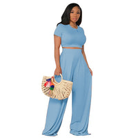 European American Plus Size Casual Wide Leg Set