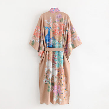 Women's Peacock printed Kimono