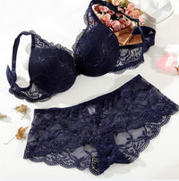 Women transparent push up bra and panty set