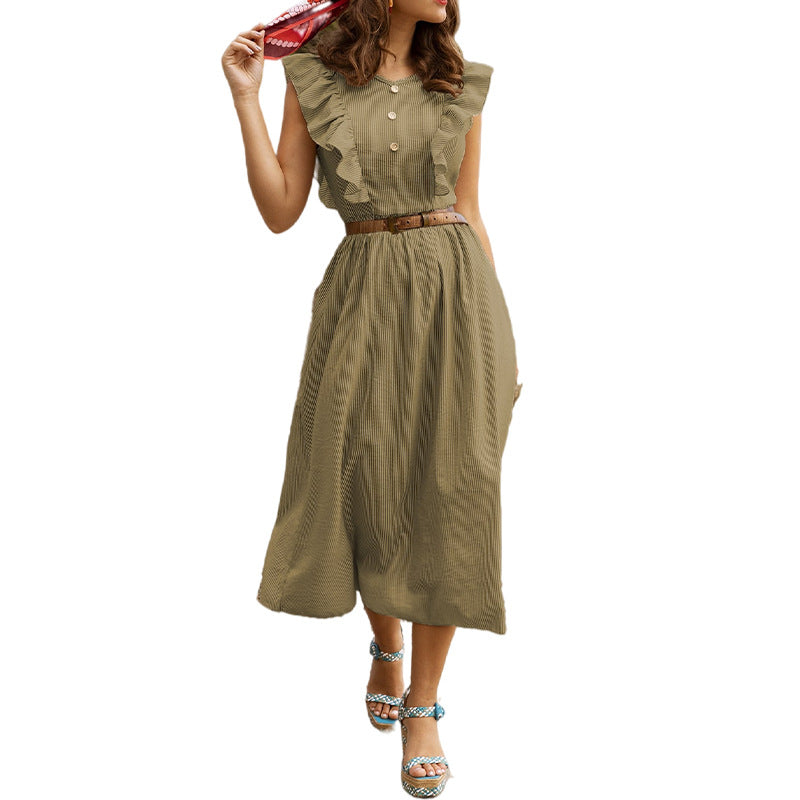 Spring and summer french ruffle collar bohemian style dress