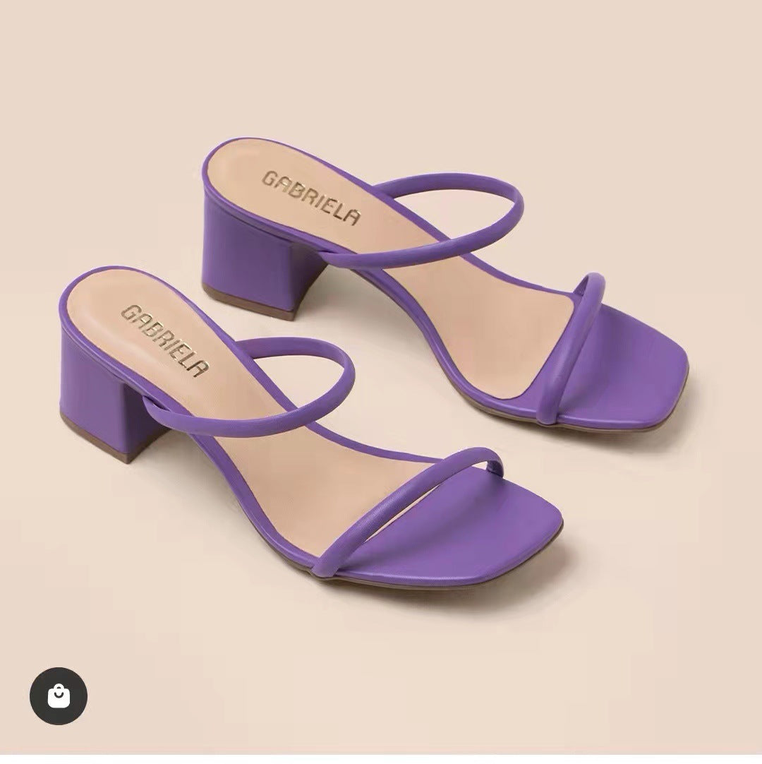 Thin Strap Thick High Heel Sandals