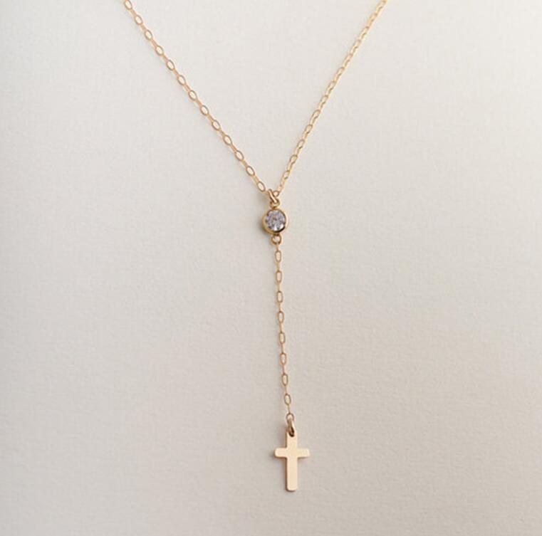 Small Gold Cross Pendant Necklace